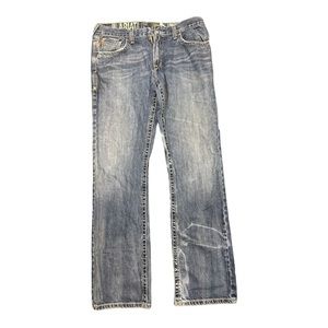 Ariat M6 men denim blue jeans 35x36 low rise straight boot cut light wash slim